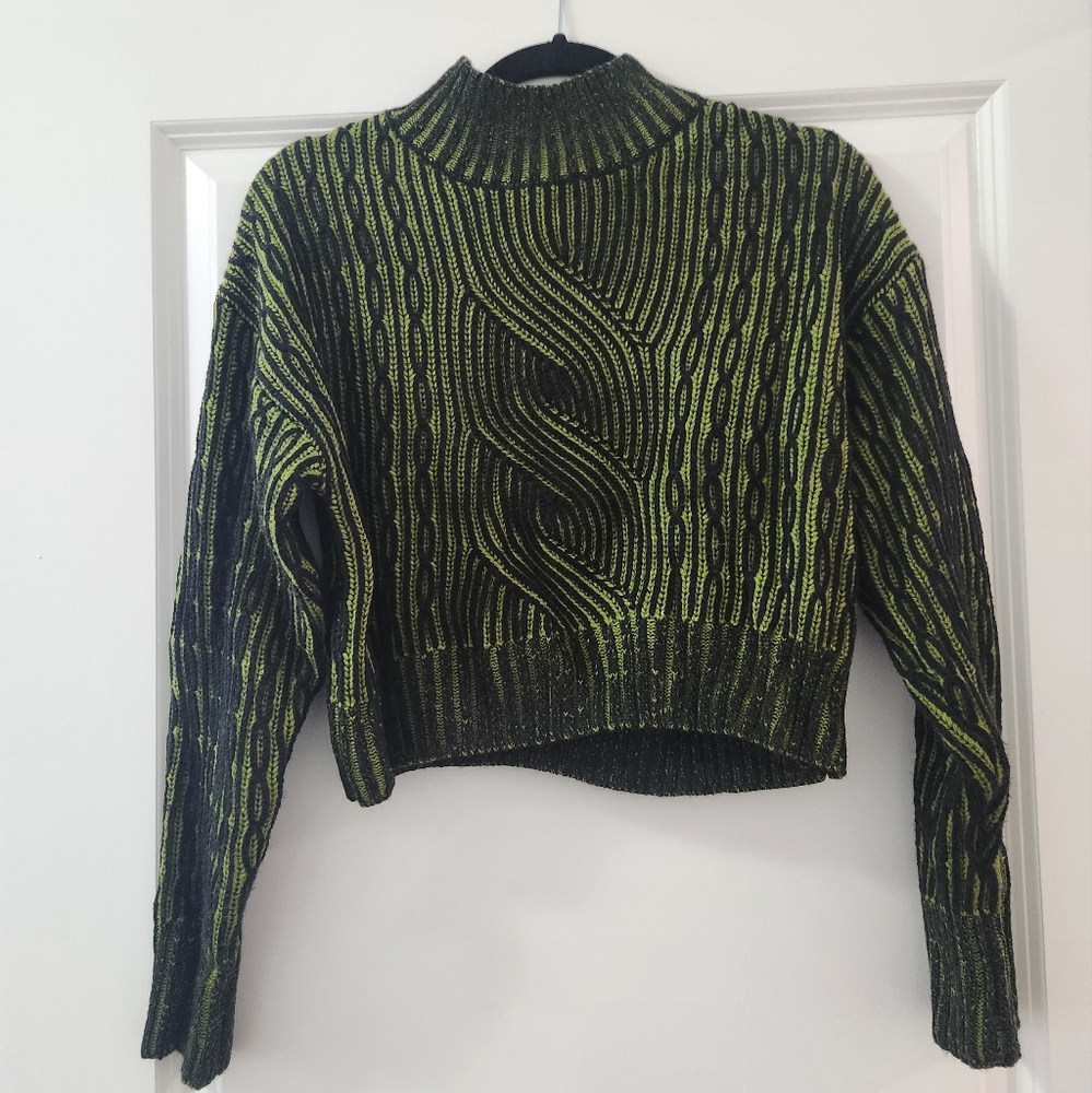 Knit Sweater | Shadow Stitch Crop Sweater | Size S